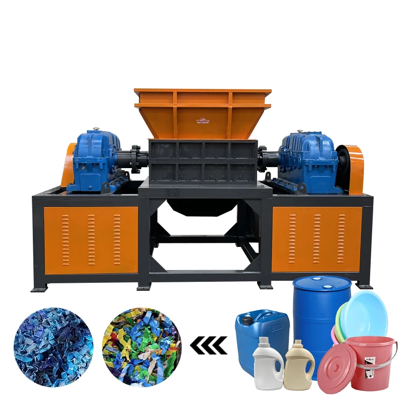 Double Shaft Plastic Shredder Machine With Pump For Small Plastic Film & Bottle Recycling