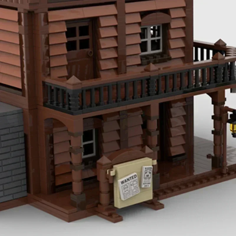 Moc tijolos de construção vista rua modelo cidade ocidental xerife casa tecnologia blocos modulares presente brinquedos natal diy conjuntos montagem
