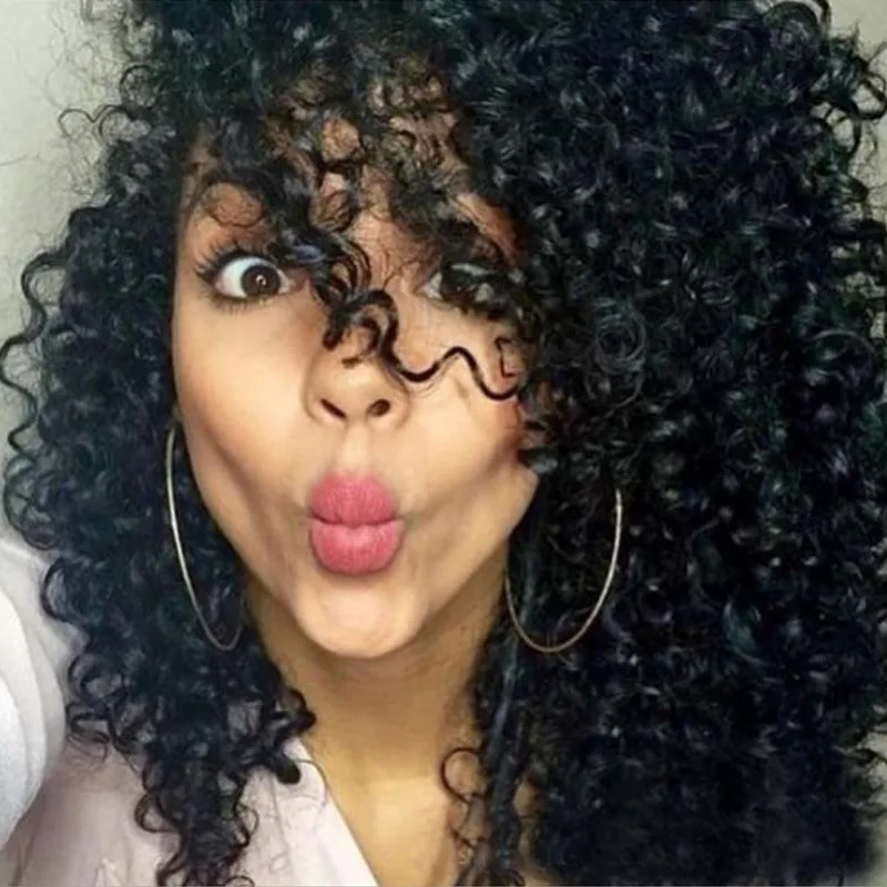 女性用ウィッグ アフリカ系ショートカーリーふわふわでボリュームのあるミディアムレングスカーリーブラックふわふわ小さなカーリーウィッグ女性用