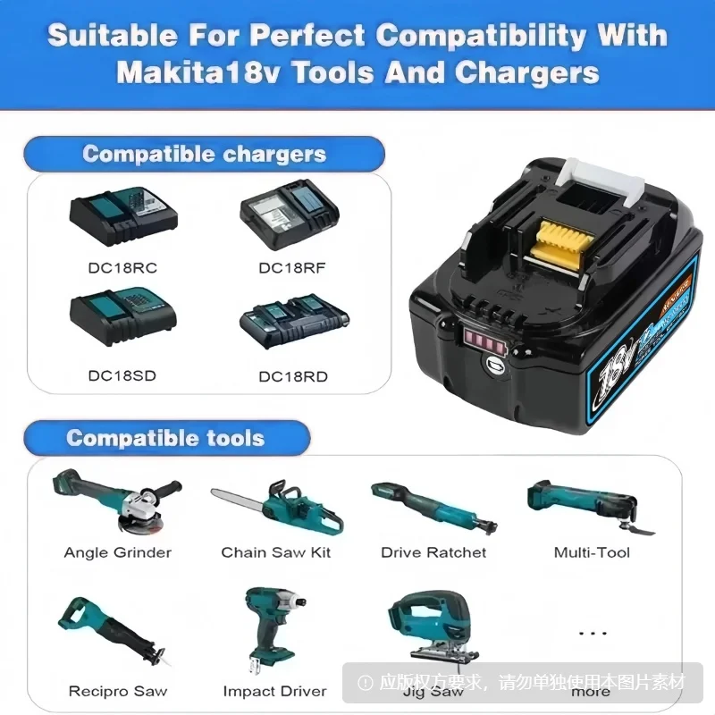 Para batería Makita de 18V, batería recargable de 18V y 12,0Ah, herramienta eléctrica BL1830 BL1840,BL1850,BL1860B, batería de herramienta de litio Makita
