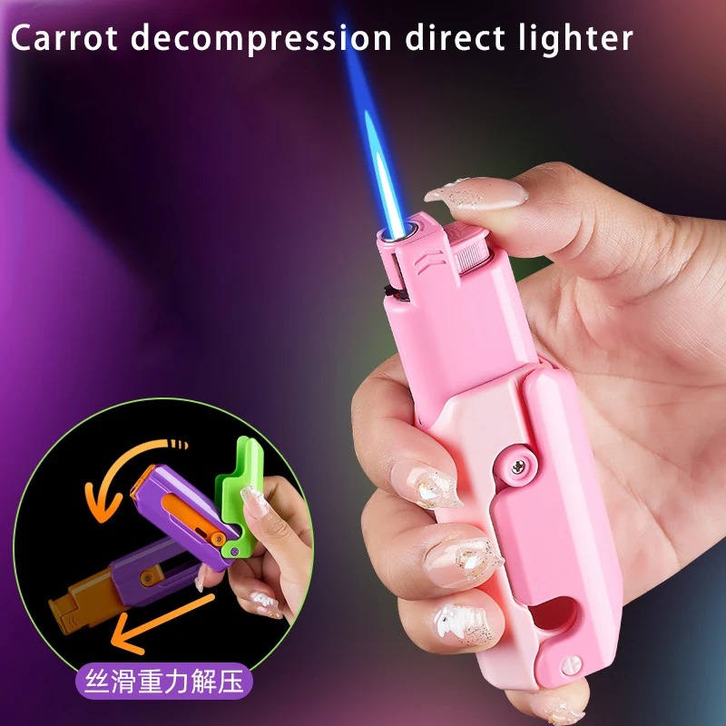 Fun Gravity Radish Decompression Hot selling Inflatable Blue Flame Lighter with High Quality Windproof Direct Charge Lighter