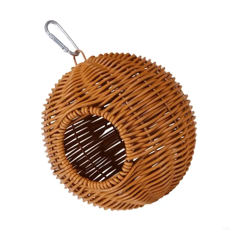 Faux Rattan Bird Nest For Pet Parrots Easy to Clean Decorative Cage Accessories C7AC