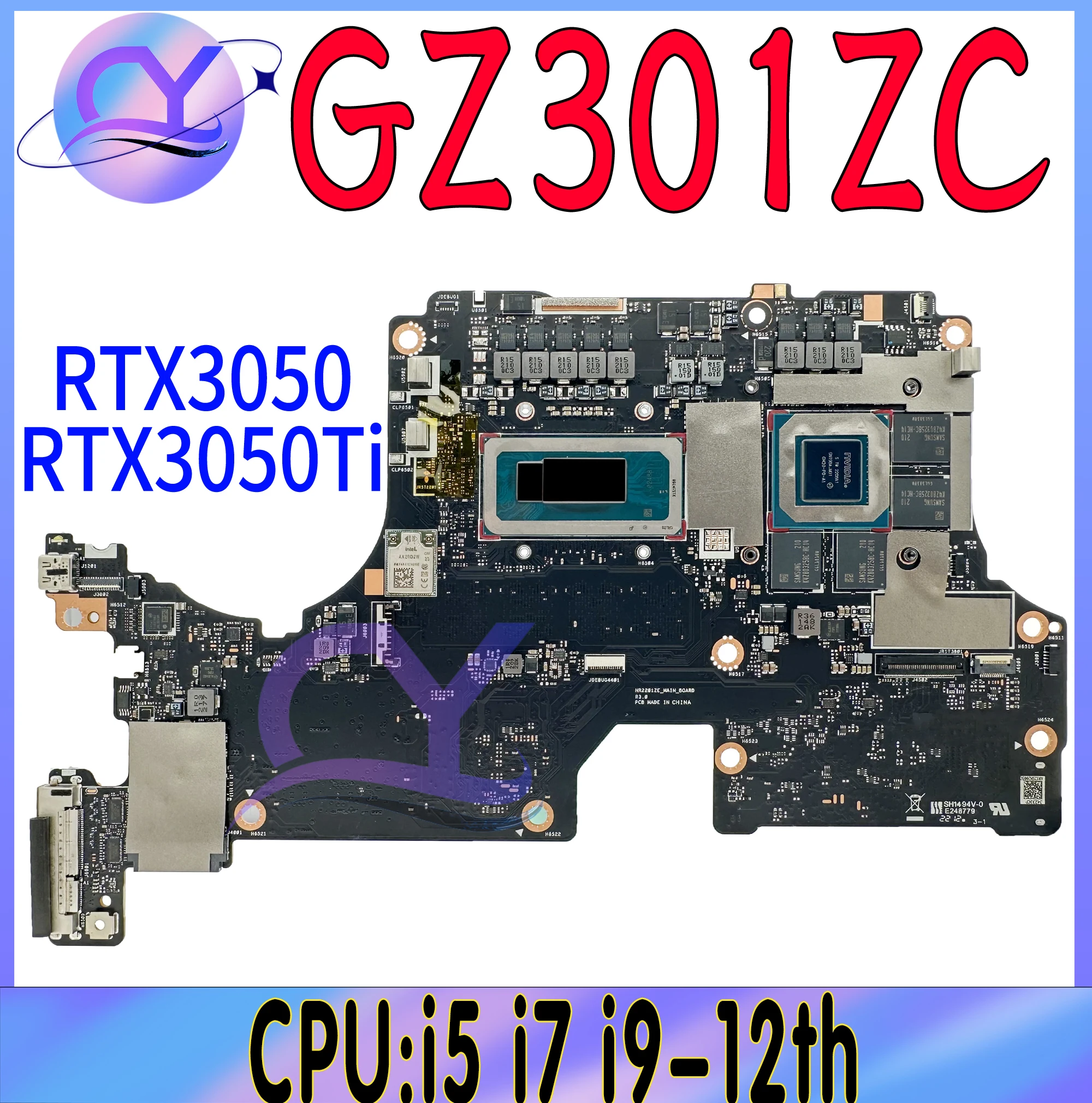 Gz301z mainboard für asus rog nr2201zc gz301zc gz301za gz301ze laptop motherboard i5 i7 i9-12th rtx3050ti/rtx3050 uma RAM-16GB