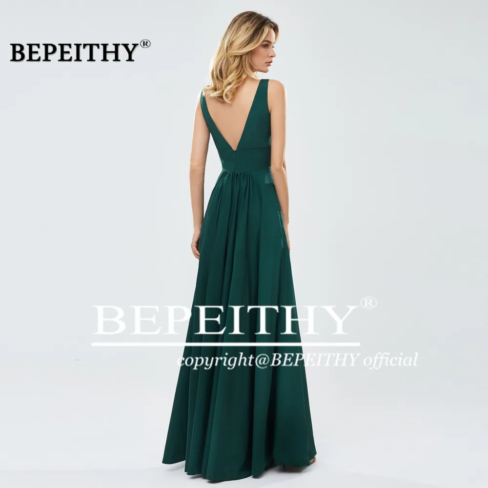 BEPEITHY Customized Formal Occasion Dress Green Prom Dress 2023 Sexy Deep V Neck Evening Dress Sexy Slit Vestido Elegante Mujer