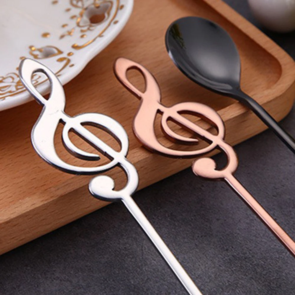 Stainless Steel Coffee Stirring Spoon Musical Note Spoon Mug Teaspoons Music Bar Ice Cream Creative Gift Spoon Kitchen Tableware