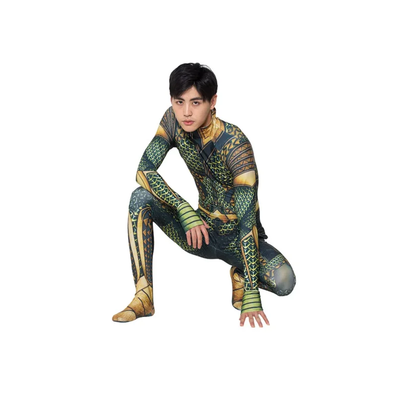 Erwachsene Kinder Film Aquaman Cosplay Kostüm Superheld Arthur Curry Orin Zentai Bodysuit Anzug Overalls Halloween Party verkleiden