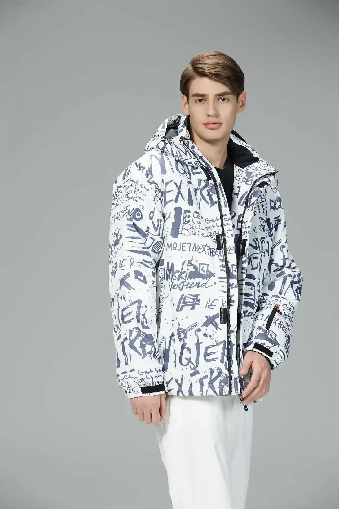 بدلة تزلج بلون كاكي عميق، لوح واحد، لوح مزدوج، تزلج سميك للتسمين في الهواء الطلق، وملابس رجالية موسعة