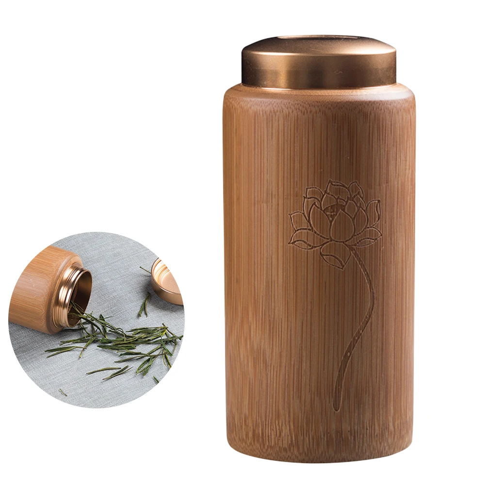 

Bamboo Tea Canister Eco-Friendly Storage Jar For Leaves Coffee Beans Nuts Spices Home Kitchen Travel Container Jar