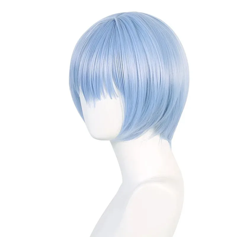 Peluca de Cosplay Eva Rei Ayanami, peluca recta corta sintética azul claro, peluca de alta calidad de Anime Coser para chica, fiesta diaria de Halloween