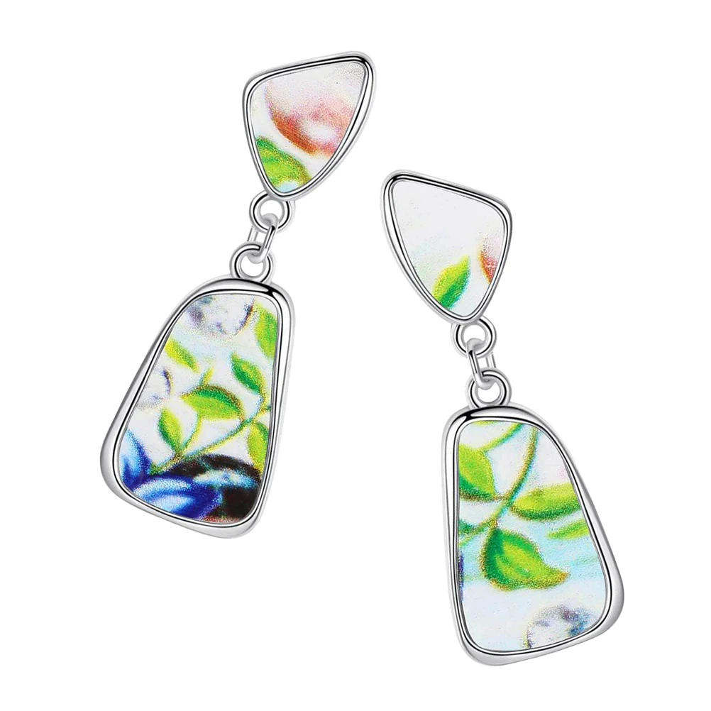 

Blue White Porcelain Drop Earrings Colorful Stud Fashion Jewelry Girls Dangler Ear Decoration Perfect Gift Trendy Accessories