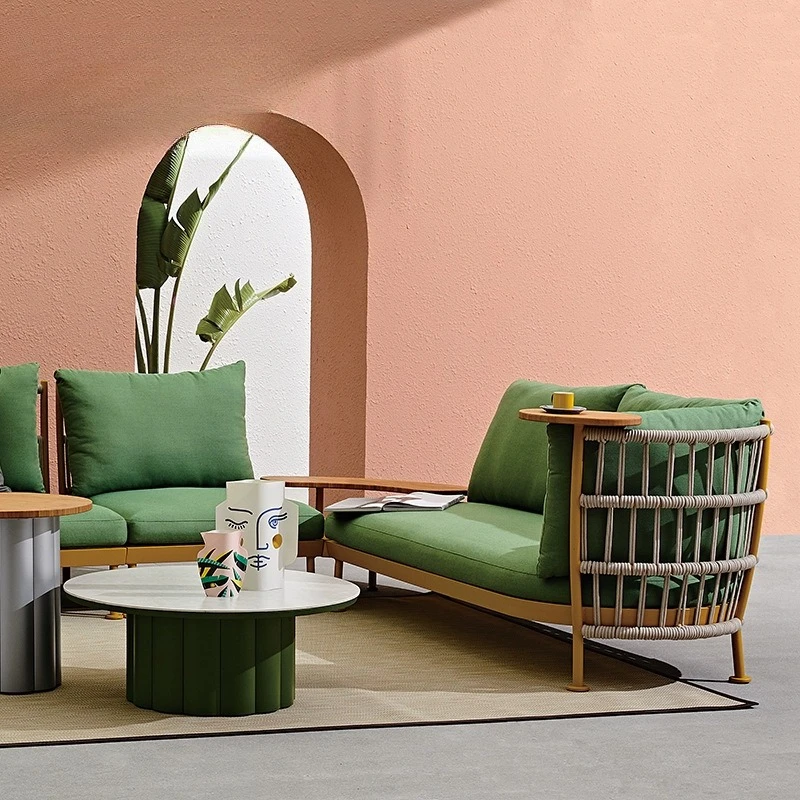 Garden rattan sofa leisure villa courtyard sofa combination bed and breakfast terrace rattan chair hotel balcony single chair