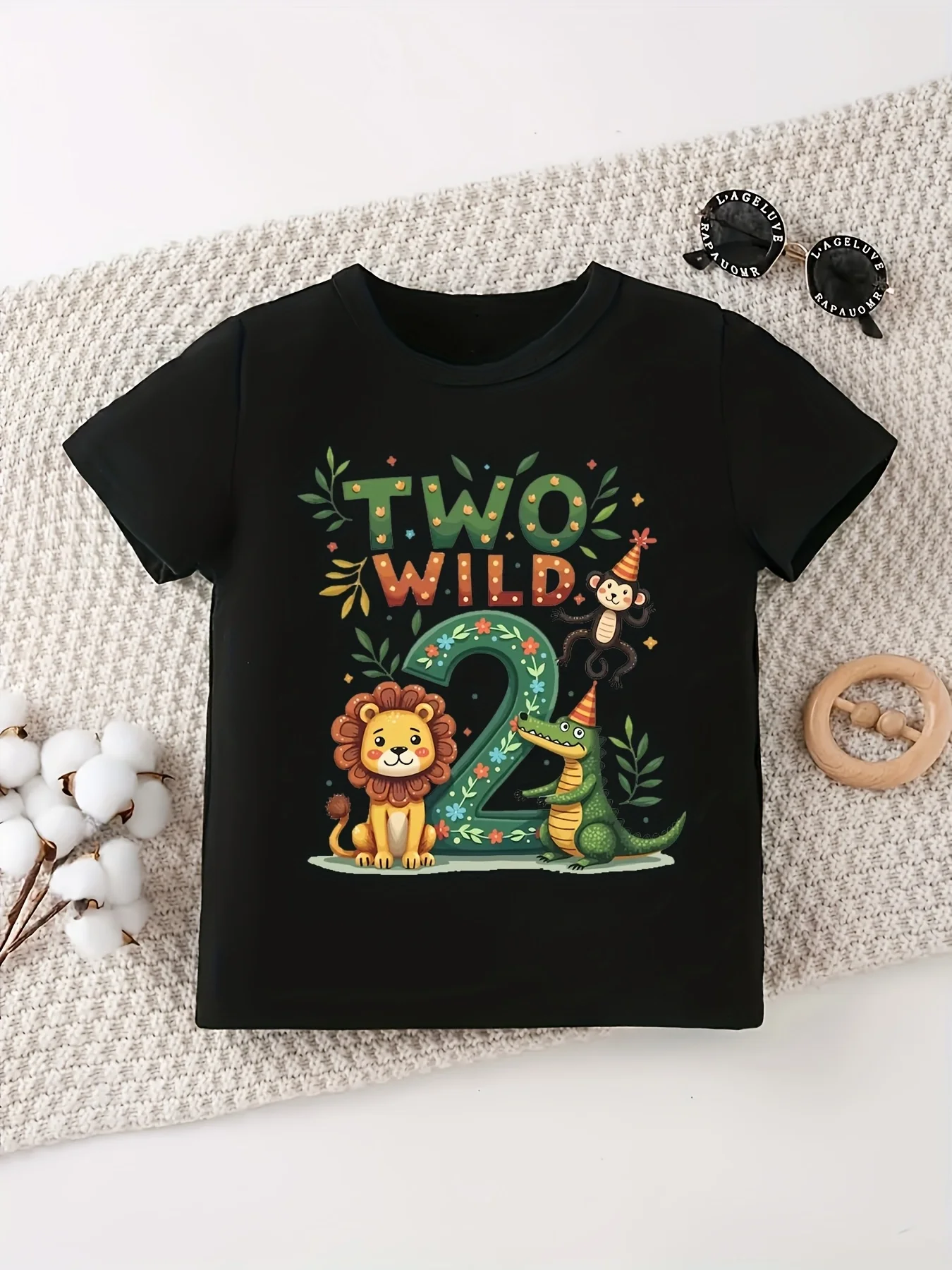 Wild‑2nd‑Birthday‑Toddler‑T‑Shirt‑Lion‑Dinosaur‑Monkey‑Print‑Machine‑Washable‑Birthday‑Gift‑For‑Boys‑Girls