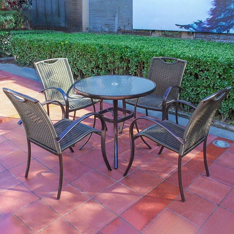 Outdoor Desk-Chair Outdoor Courtyard Outdoor Furniture Restaurant Bar Milk Tea Shop Balcony Occasional Table Chair Combination