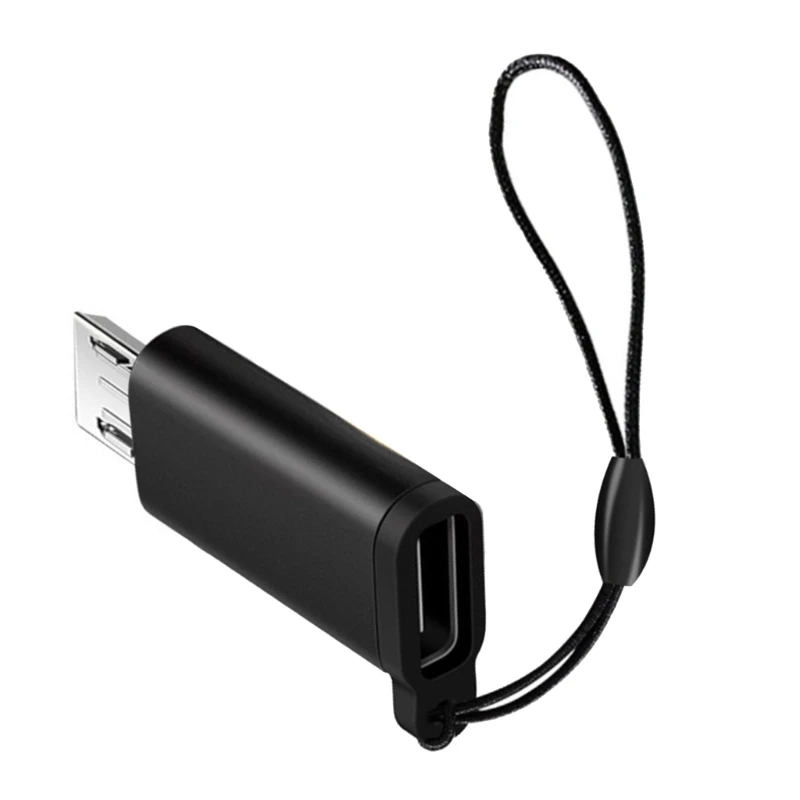 USB C Female to Micro USB Male Adapter Converter Connector with Lanyard Support Charging & Data Sync for Phone Portable