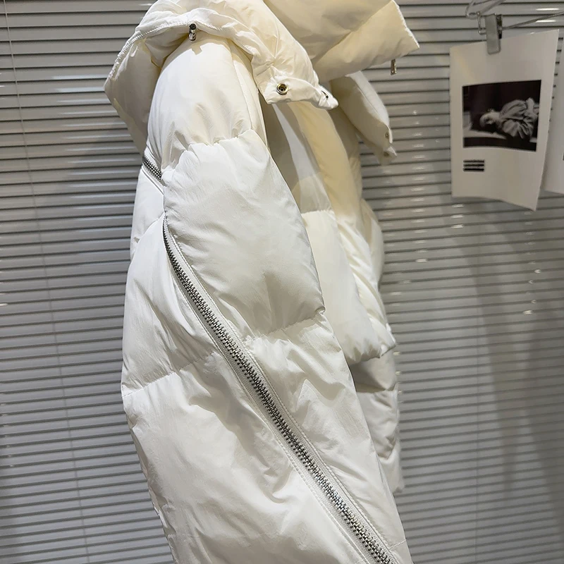 2025 شتاء جديد فتاة حار الظهر المعادن سستة تصميم أسفل سترة المرأة بلون تنوعا الدافئة مقنعين أسفل سترة #5
