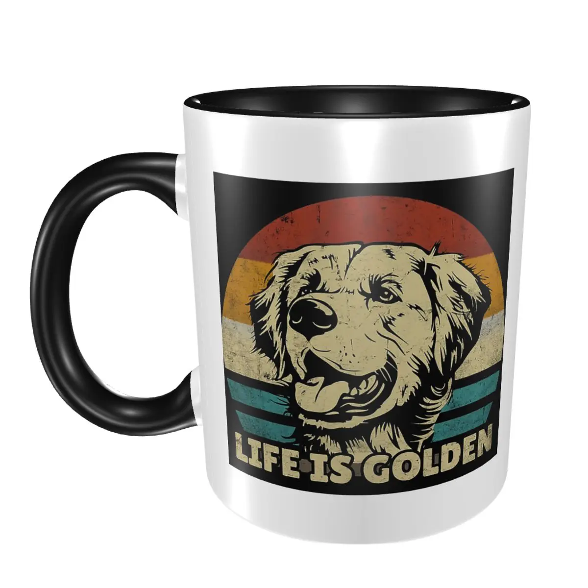 Life Is Golden Golden Retriever Hund Retro Vintage Tasse Lustige Keramik-Kaffeetassen Teetassen Milchbecher Trinkgeschirr Geschenk für Freunde
