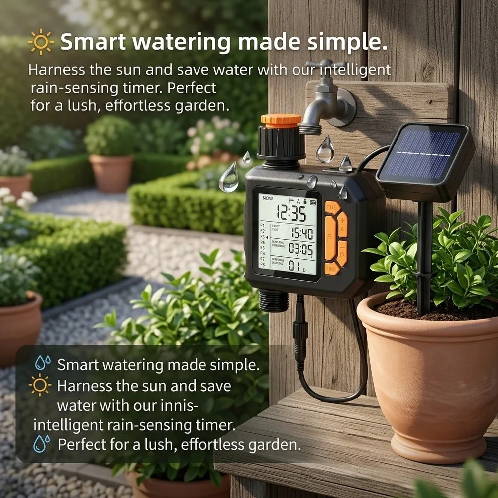Automatic Plant Waterer Garden Watering System Eight Separate Timers Large Solenoid Valve Clear Visual Interface