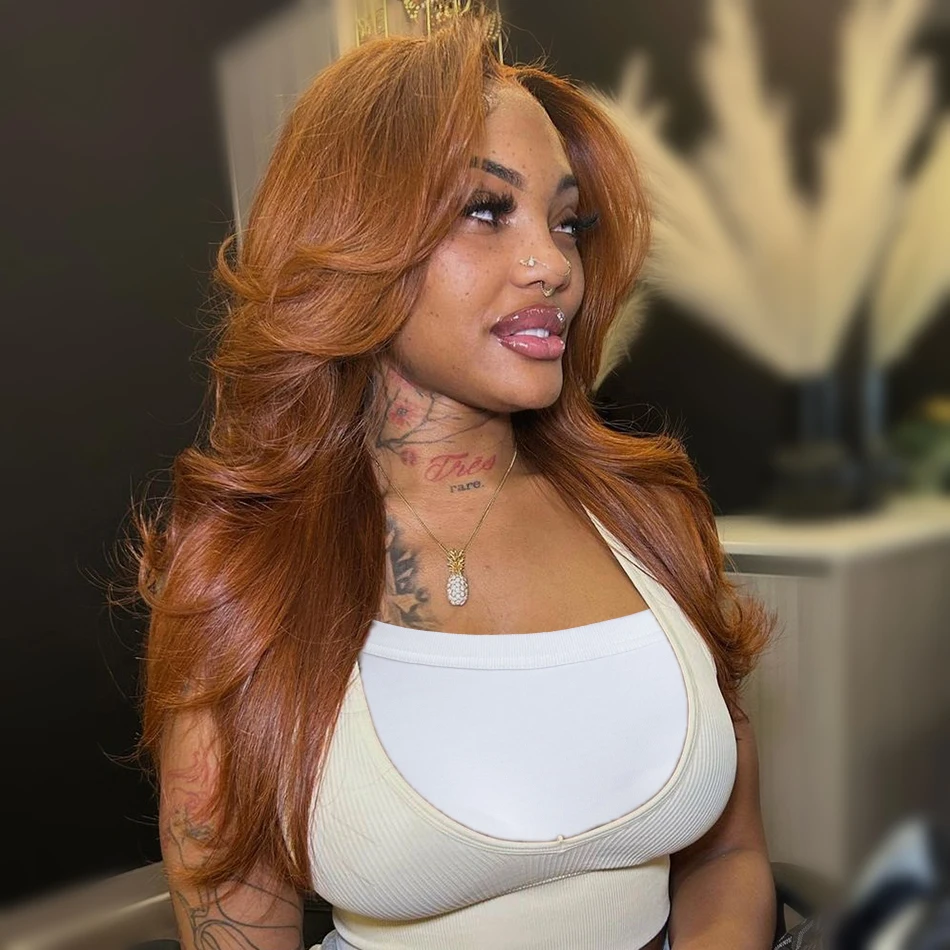 Clearance Sale Human Hair Wig Orange Ginger Lace Wigs 13X4x1 Middle Part Cheap Wigs Ship out within 24 hours Lace Wigs Brazilian