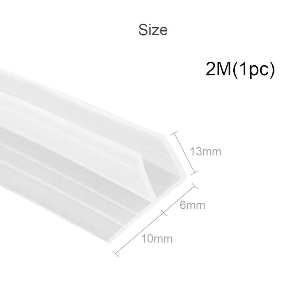 2m F Shape Bath Shower Screen Door Seal Strip For Glass 6mm Seal Gap Silicone Bath Shower Weather Strips Draft Stopper