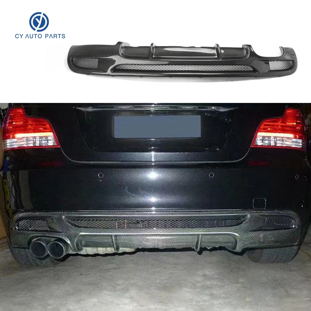 Carbon Fiber Car Rear Bumper Single Side Double Exhaust Pipe Style Diffuser Lip For BMW 1 Series E82 Splitter Diffuser Lip Body