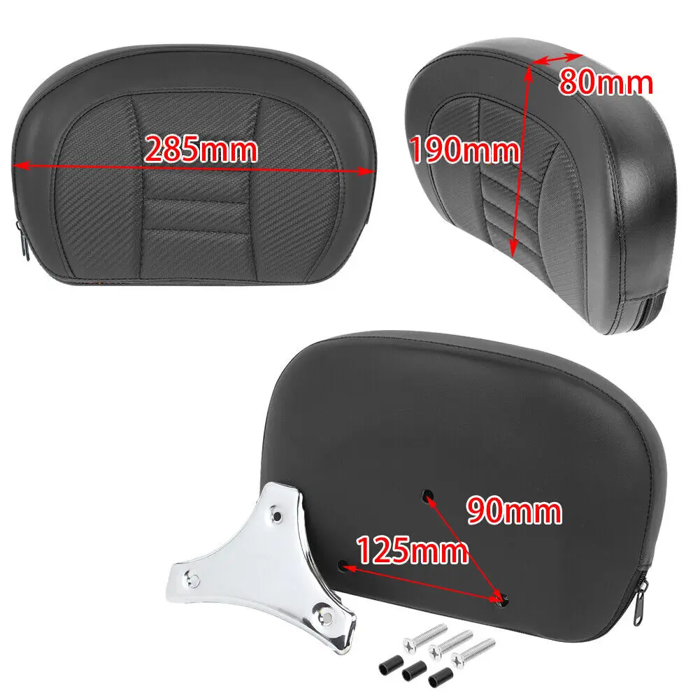 Motorcycle Black Rear Passenger Sissy Bar Backrest Pad With Bracket For Harley Touring Softail Slim FLSL 2018-2022