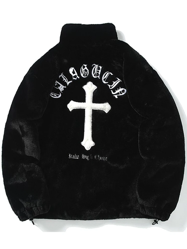 HISTREX -Parkas de chaqueta de piel de conejo para hombre, abrigo mullido de Hip Hop, abrigo de lana de invierno, ropa de calle Harajuku, ropa coreana Y2k