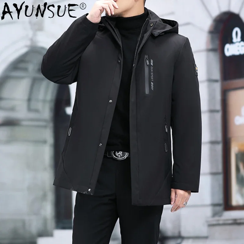 

AYUNSUE Winter Men's Fur Coat Mens Parkas Rabbit Fur Liner Detachable Coats Casual Warm Male Real Fur Jacket Chaquetas Hombre Lq