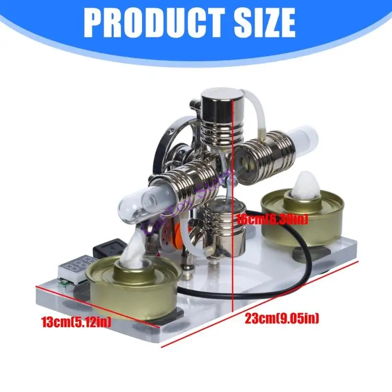 

Metal Double Piston Stirling Engine Low Temperature Gas Generator External Combustion Engine Model Easy to Use
