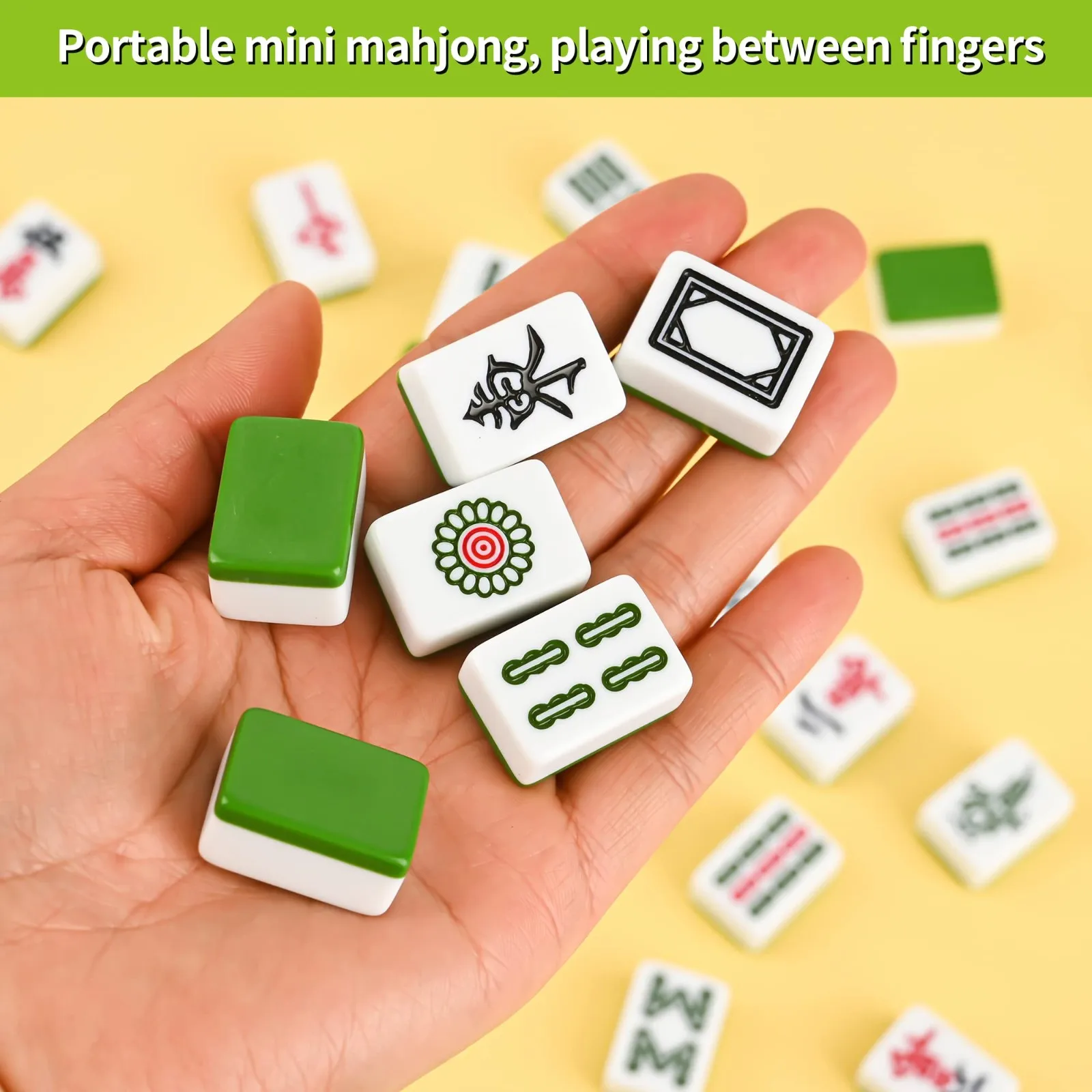 Mini Mahjongs Board Game Portable Travel Set 144pcs Chinese Mahjongs Classic Traditional Chinese Family Tabletop Game