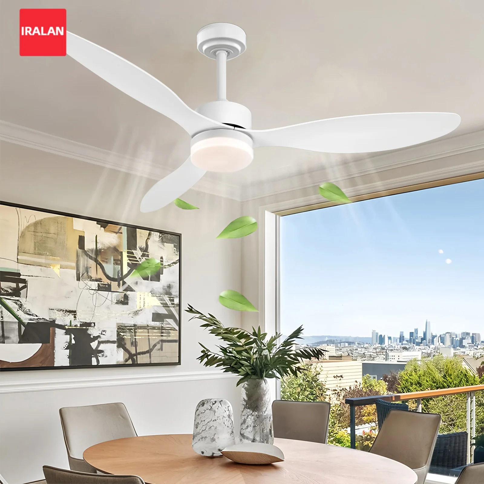Modern LED Ceiling Fan Light Low Floor Decorative Lamp 42/52 Inch Energy Saving Lamp with Fan for Bedroom and Home Room Decor