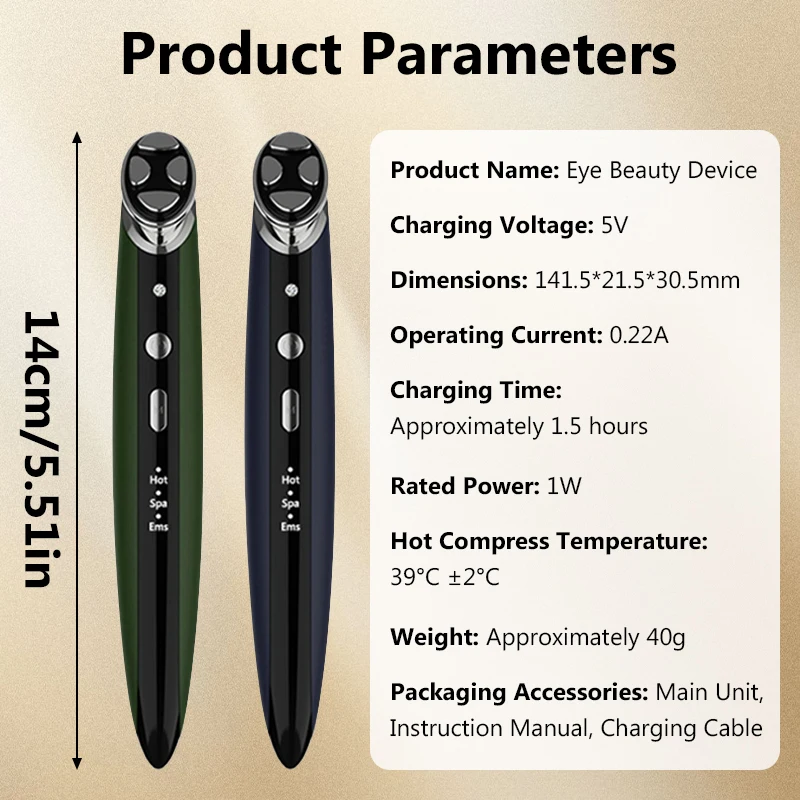 Red Light Facial Eye Massager Wand Vibration Hot Massage Relax Face Lifting Device Tightening Anti Wrinkle Skin Care Beauty Tool