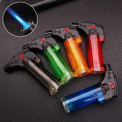 Outdoor Large Capacity Transparent Oil Window Inflatable Lighter Windproof Jet Turbine Lighter Camping Barbecue Cigar Lighter
