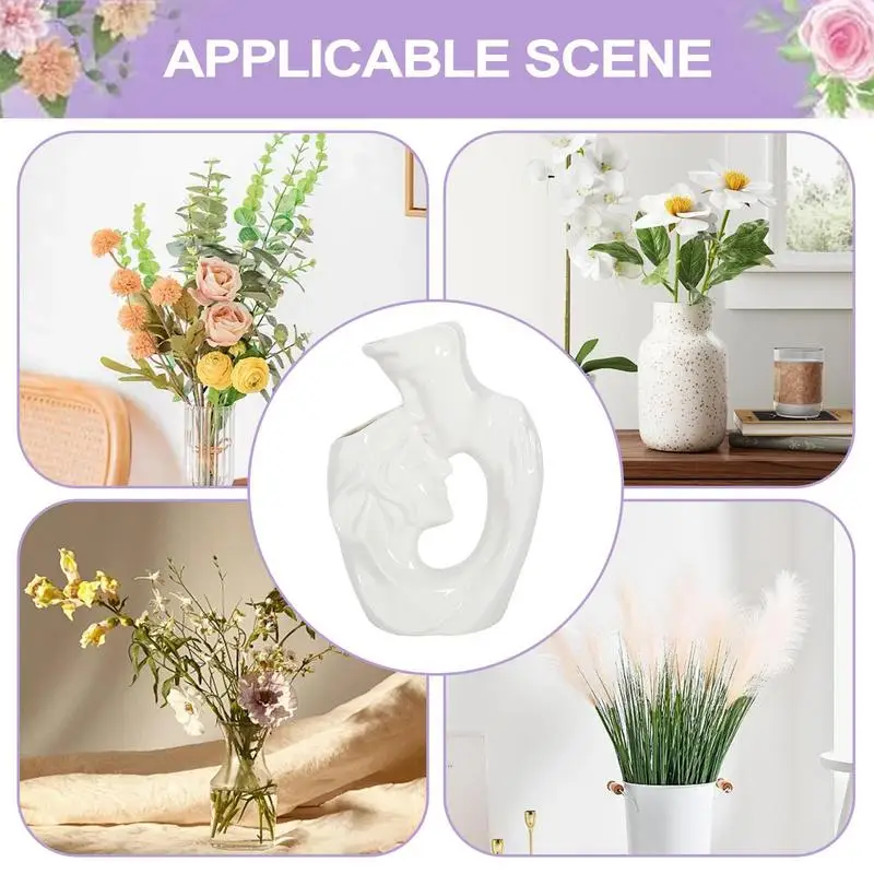 Weiße Keramikvase, Paarstatue, Keramikvase, Schreibtischdekoration, Blumenarrangements, Heimdekoration, modernes Dekor, Tischdekoration