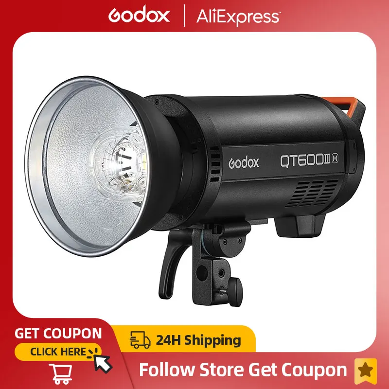 Godox QT600III 600W 1/8000s High Speed Sync Studio Flash Strobe Light Built in 2.4G Wirless System + 40W LED Modeling Bulb