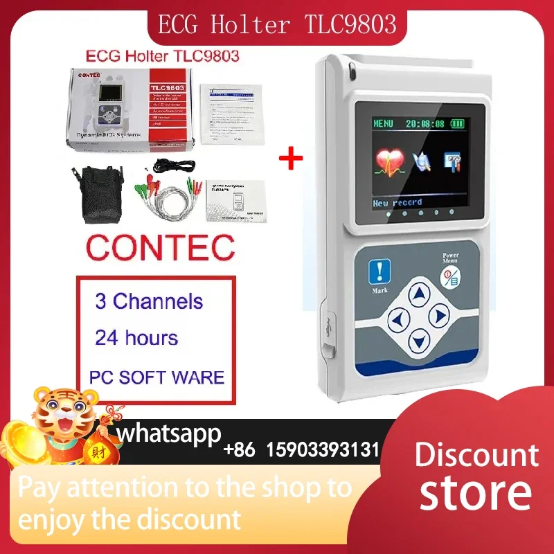 Genuine CONTEC 9803 3 Channels ECG Holter, EKG Holter, Dynamic ECG Monitor System, 24 hours ECG Recorder TLC9803