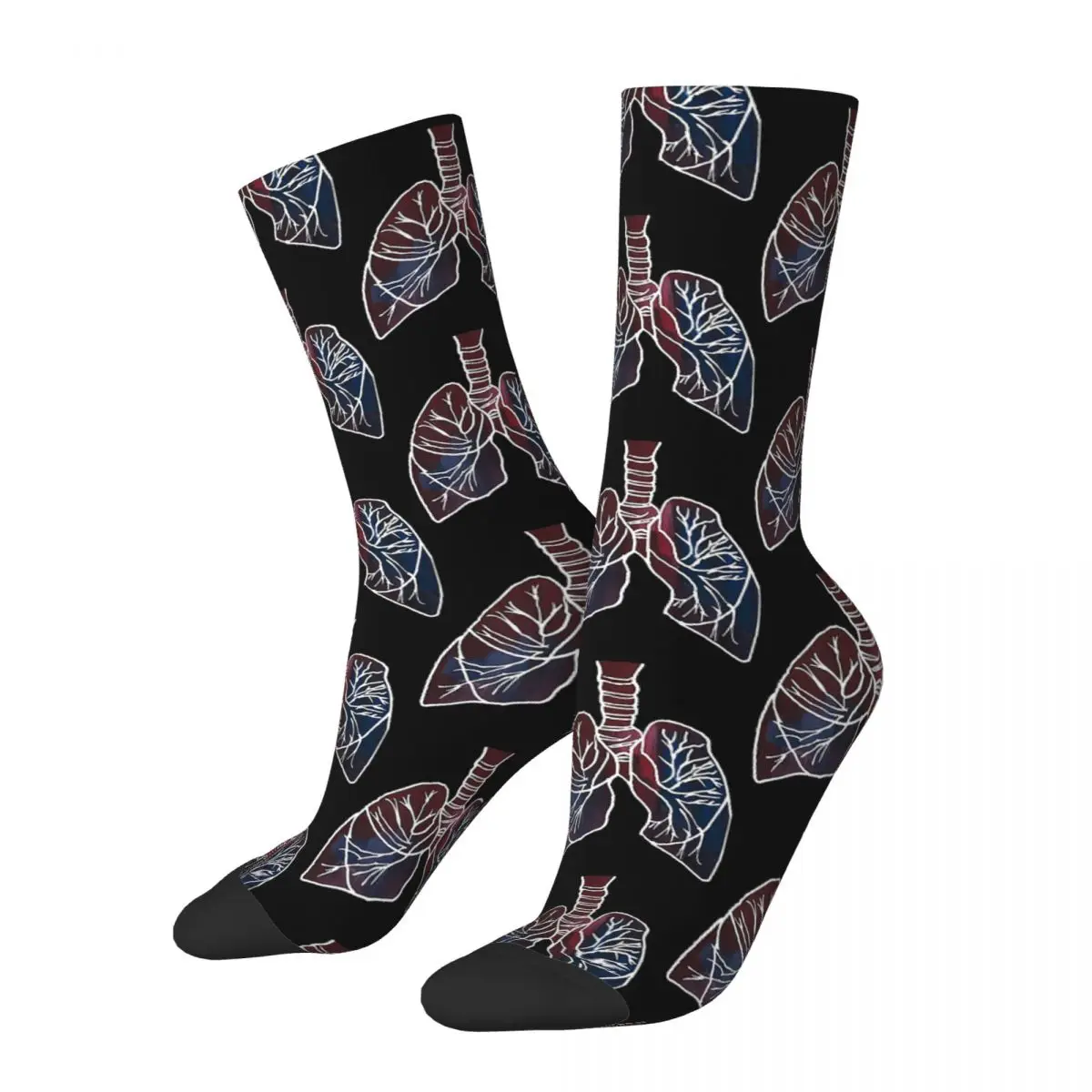 Gouached Lungs Socks Harajuku Super Soft Stockings All Season Long Socks Accessories for Man's Woman's Christmas Gifts