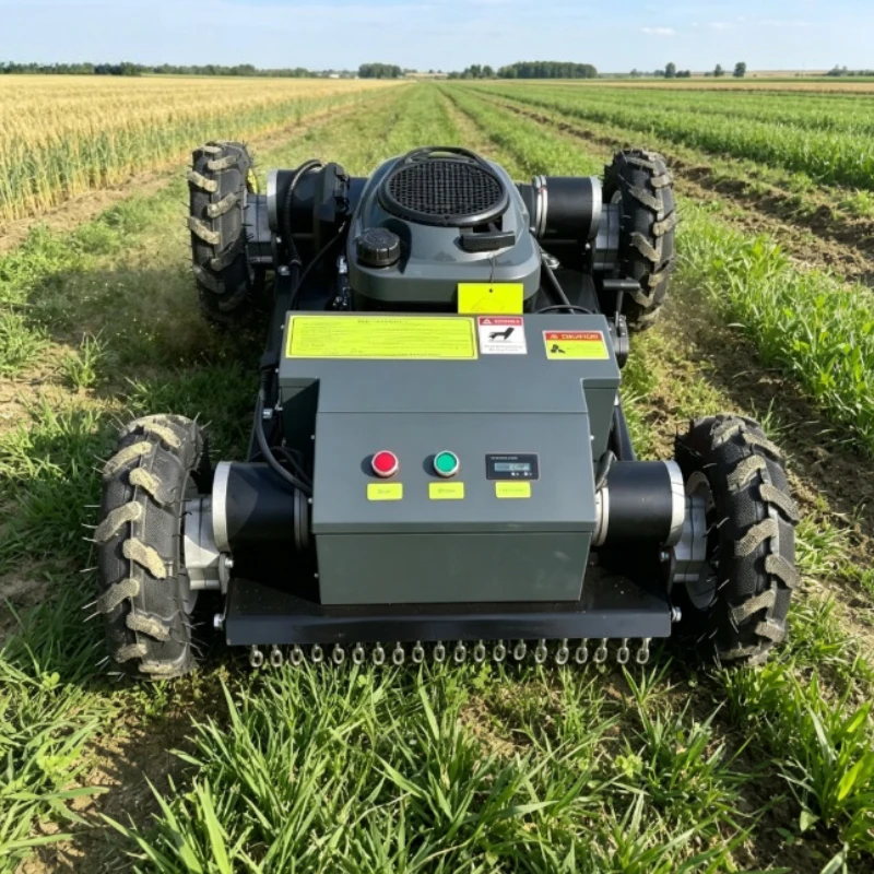 Tracked RC Lawn Mower Wireless 300m Control Distance All Terrain Crawler Grass Cutting Machine For Hillside Road Slope Farm