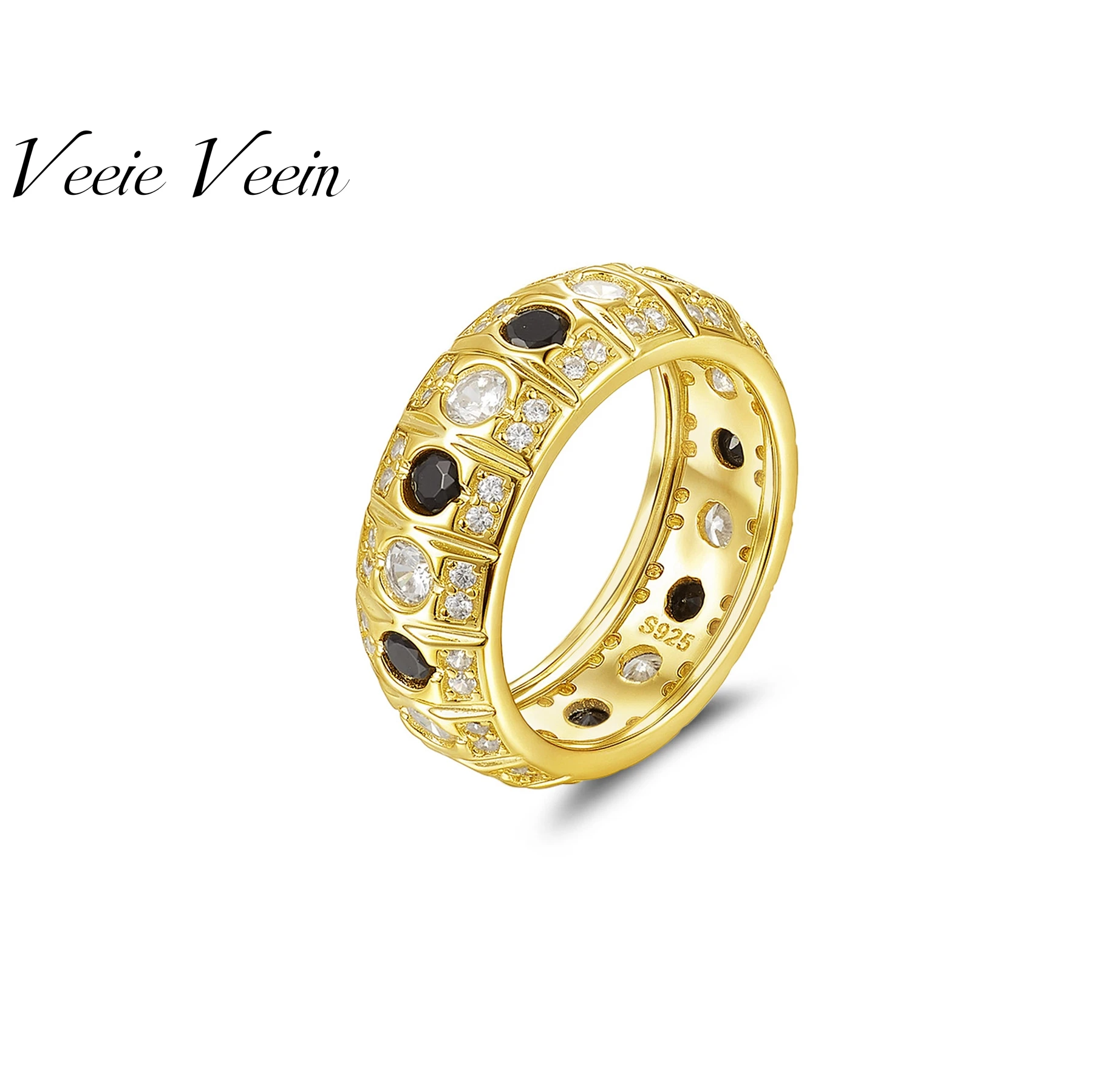 

Комплект колец Veeie Veein из стерлингового серебра 925 пробы с легким муассанитом, роскошный и высококачественный ретро-аксессуар
