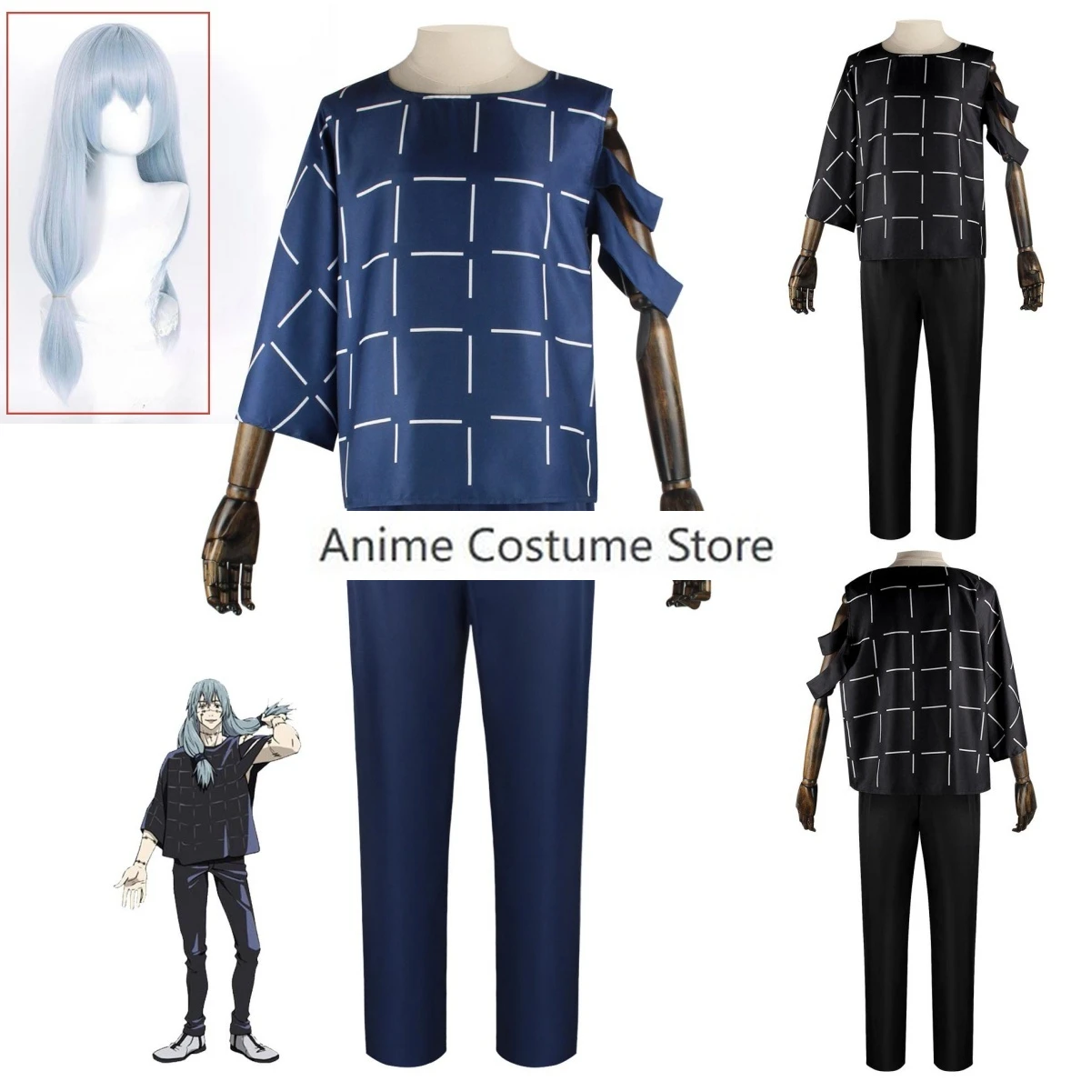 Mahito Cosplay Costume Anime Jujutsu Kaisen Mahito Cosplay Costume Wig Top Pants Suits Halloween Carnival Costumes for Men Women