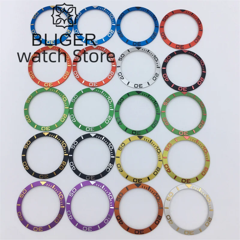 

BLIGER 38mm Ceramic Bezel Inserts Various Color Watches Tilt Bezel Inserts For 40mm watch case accessories parts