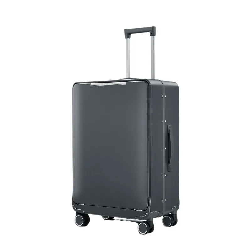 Multifunctionele Voorzijde Open Deksel Aluminium Frame Koffer Stille Spinner Travel Trolley Case 20 "24 Inch Digitaal Combinatieslot