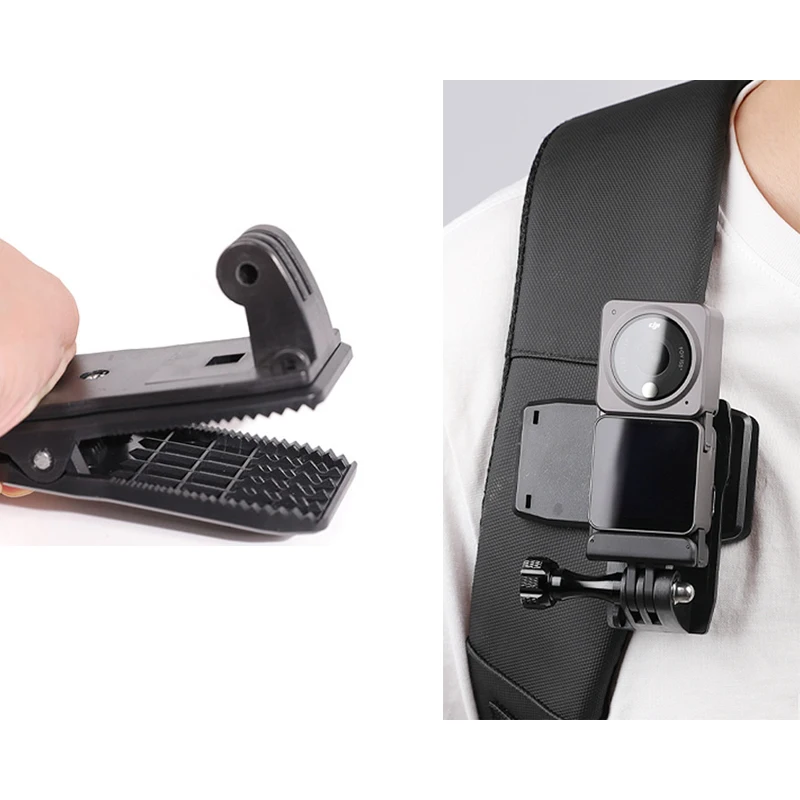 2 in1 Sports Camera Backpack Clip Adapter Base Screw Fixed Bracket for Gopro Hero / Dji Action 1 / 2 / Action 3 Accessories