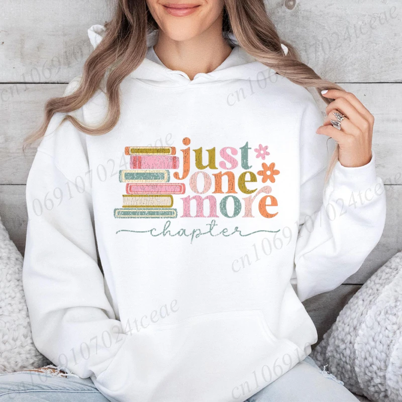 مجرد فصل آخر أزياء طباعة هوديي عارضة مقنعين البلوز كتاب عاشق هوديس الخريف الشتاء الملابس النسائية كبيرة الحجم #4