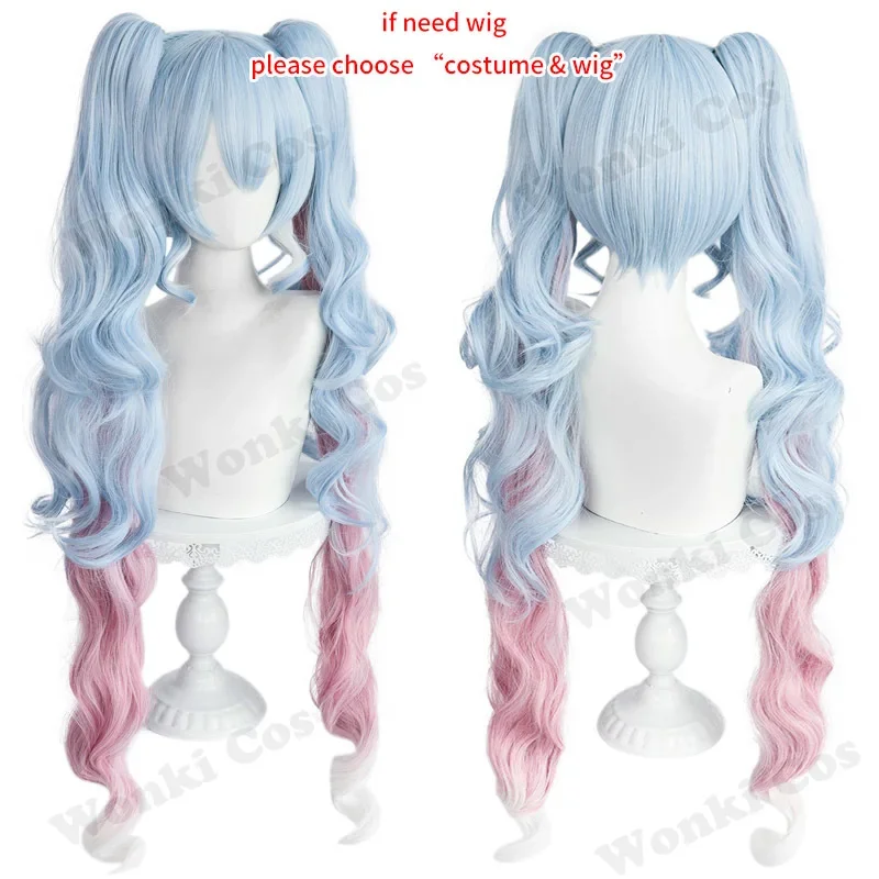 Schnee Miku Cosplay Kostüm Perücke Miku Cosplay Kimono Kleid Pferdes chwanz Haar für Mädchen niedlichen Lolita wunderschöne Kleid Kostüme Outfits