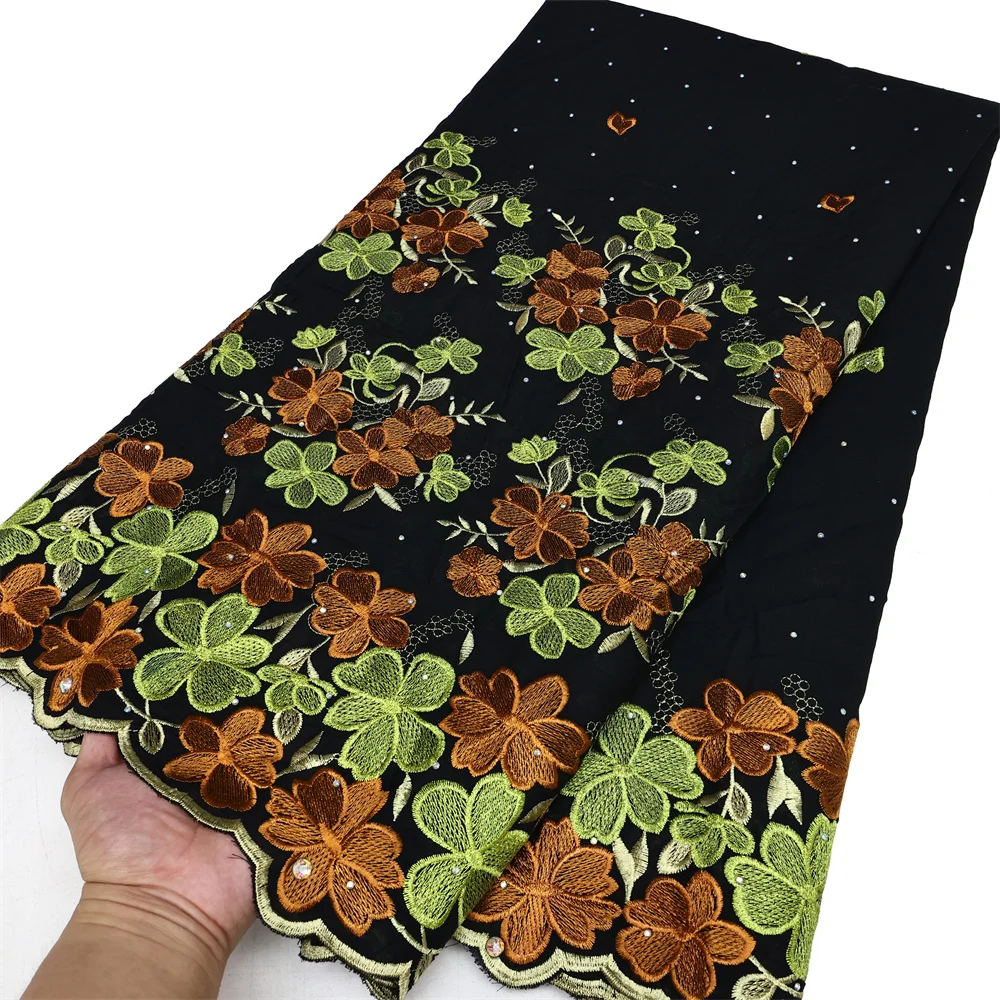 

Fashion Dry Cotton Swiss Voile Lace Fabric 2024 High Quality Nigerian Party Stones Embroidery African Lace Fabric For Sew Dress