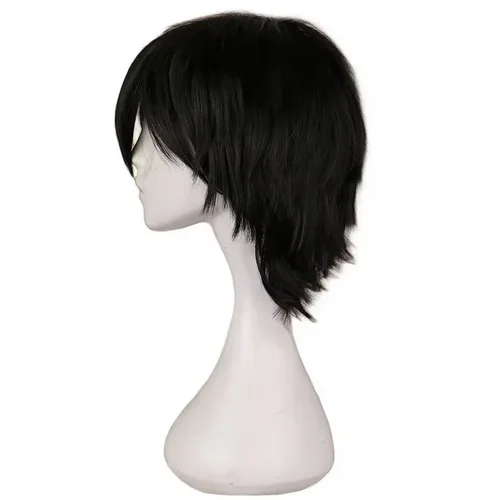 Wig sintetis Anime Death Note L Cos pria L.Lawliet Wig rambut kostum Cosplay Pelucas tahan panas