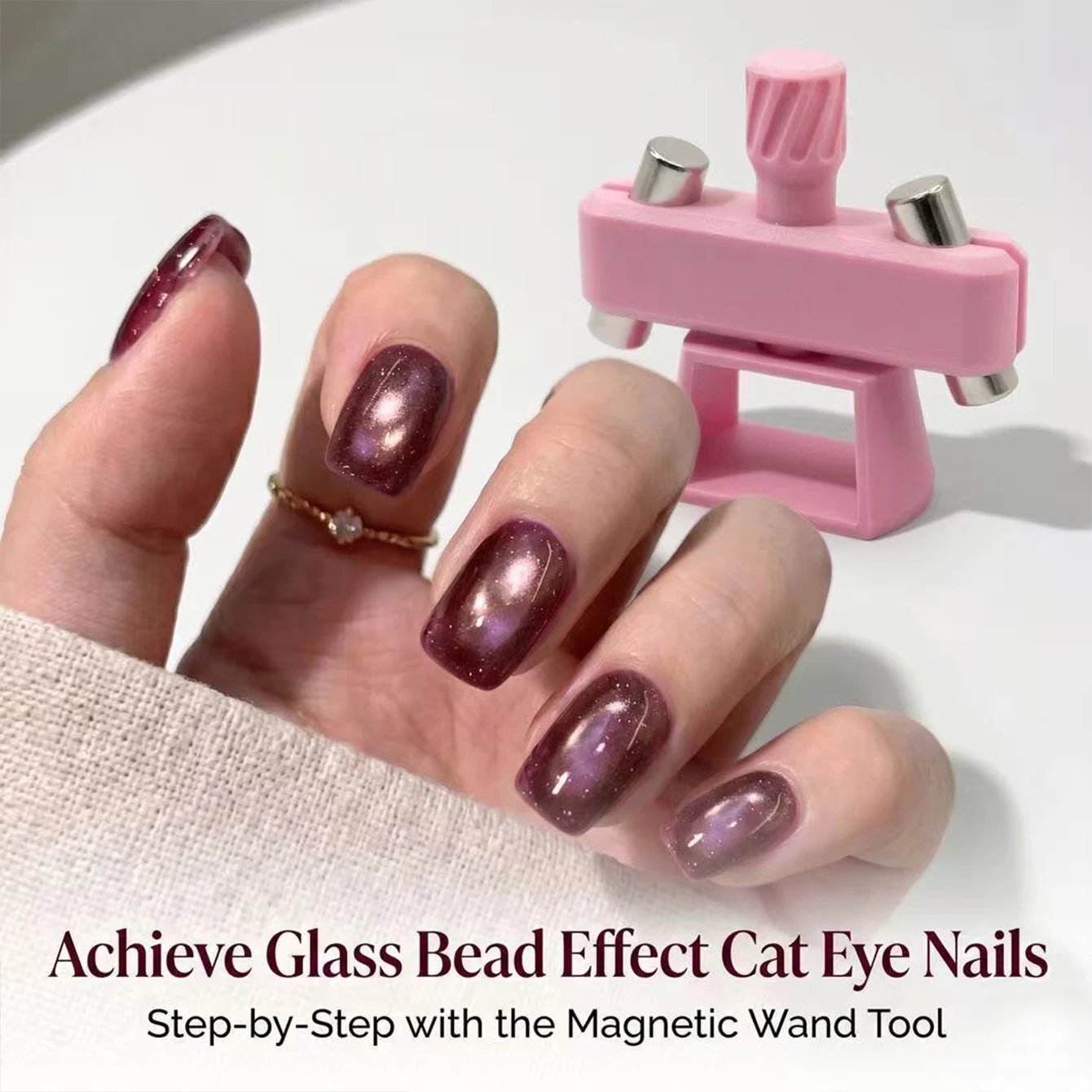 2026 Neuer Bestseller Katzenauge-Gyroskop Glasperlen Nagelkunst-Werkzeug Weiß Kreativer und Leistungsstarker Magnet Nagelzubehör – Detail 9