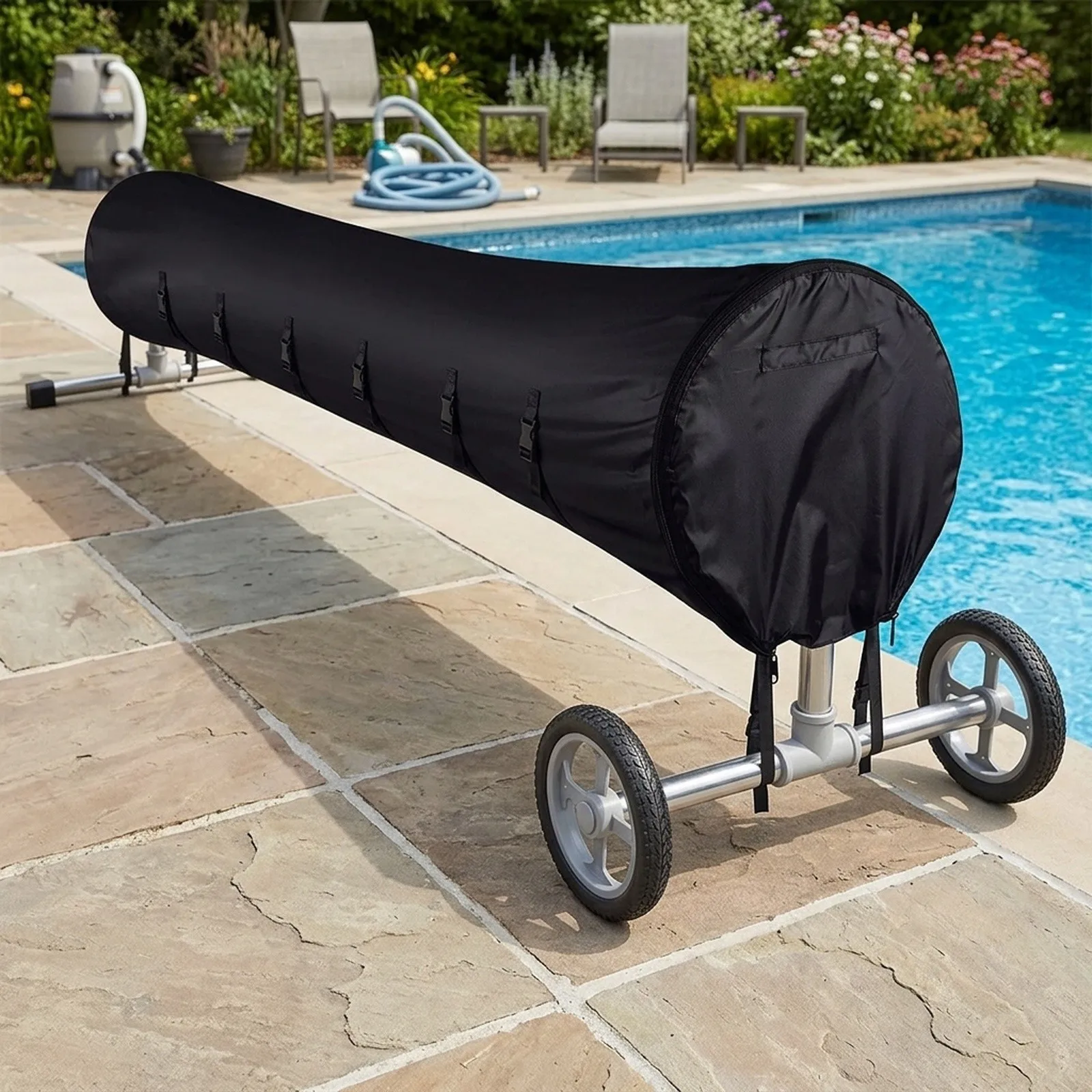 Heavy-Duty Pool Cover 16 18 20 24FT Easy Maintenance Reel All-weather Protection Fade-resistant Summer Protection