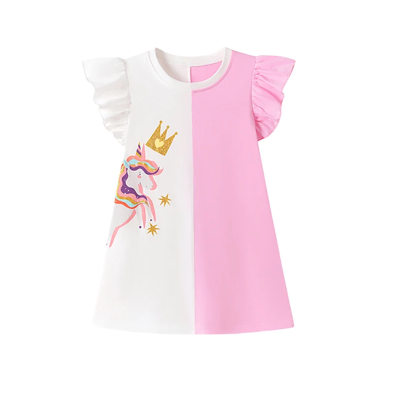 TUONXYE Children Dress Summer Unicorn Dress Child Party Short Sleeve Dresses Cotton Dress for Kids Girl Costumes