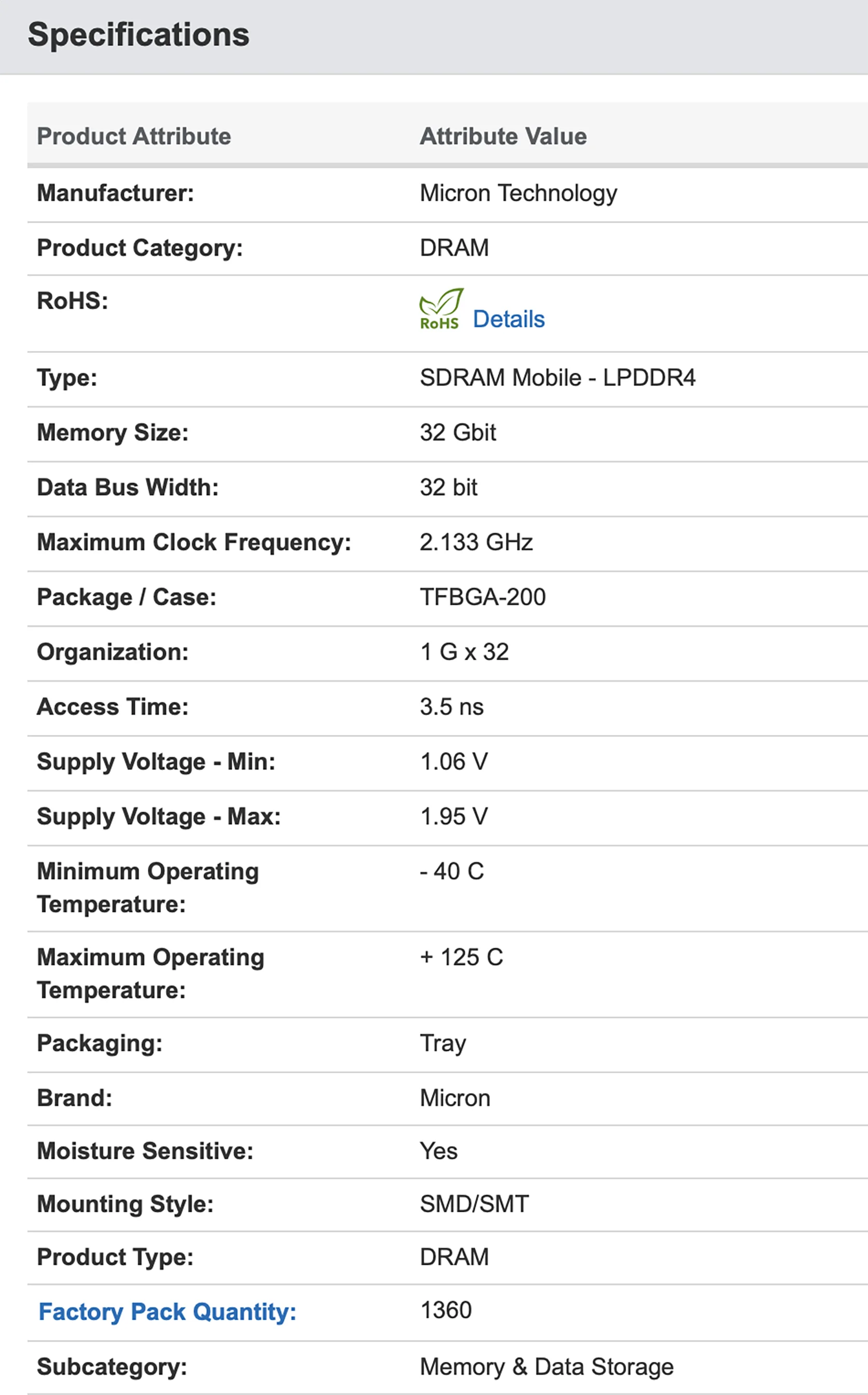 Новые и оригинальные микросхемы памяти MT53E1G32D2FW-046 AUT:B с маркировкой D8CJD TFBGA-200 32 Гбит SDRAM Mobile LPDDR4 на складе